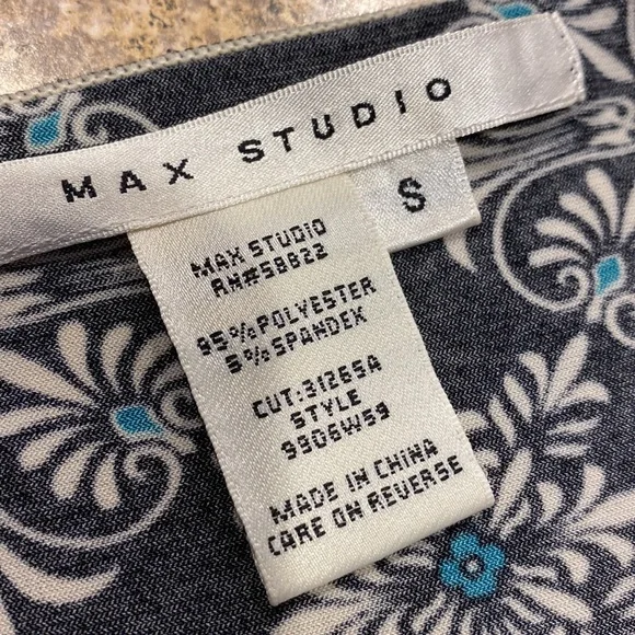 Max Studio Dress Small With Cute Tie! Black Turquoise and White - Picture 9 of 16